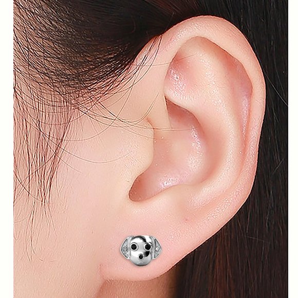 Puppy Dog Stud Earrings With Swarovski‎ Crystals 18K White Gold Plated - Picture 6 of 6